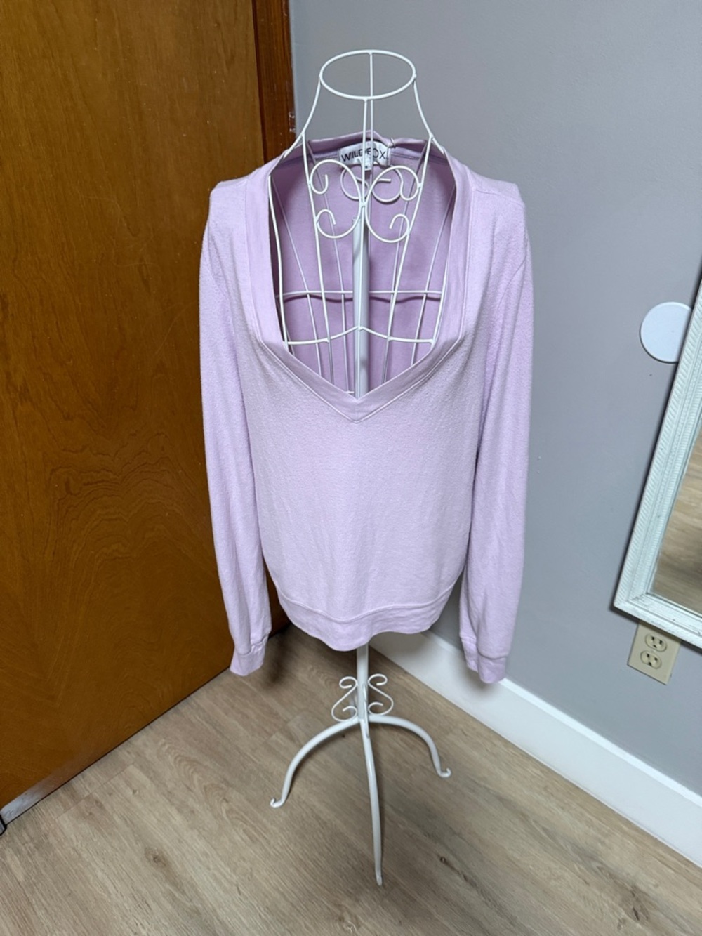 Wildfox Lilac V-Neck Lightweight Sweater